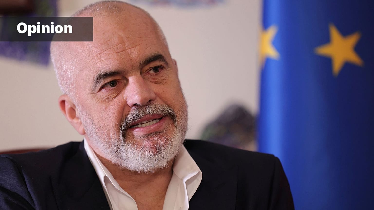 Albania's Prime Minister Edi Rama speaks during an interview with the Associated Press in Tirana, Albania, on Monday, Dec. 5, 2022