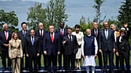 Leaders from the G7 and other countries take a group photo, at the G7 summit in Evian-les-Bains, France, Tuesday June 16, 2026.