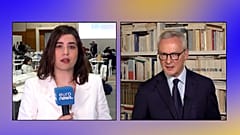 Бывший министр финансов Франции Брюно Ле Мэр во время интервью Euronews 17 июня 2026 года.