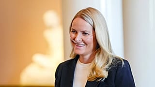 Norway's Crown Princess Mette Marit smiles during a reception for Norwegian athletes who competed in the Milan Cortina Paralympics, in Oslo, Friday, April 10, 2026.