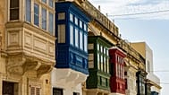 Colorful traditional balconies in Malta Street 