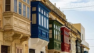 Colorful traditional balconies in Malta Street 