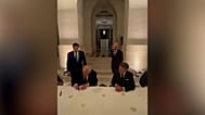 Moment Trump signs US-Iran agreement at Palace of Versailles