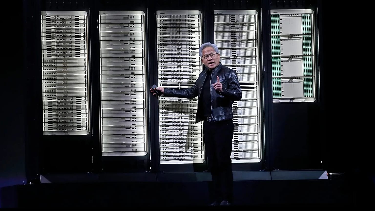 Nvidia CEO Jensen Huang delivers a speech during the Computex 2026 exhibition in Taipei, Taiwan, Monday, June 1, 2026. 