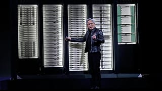 Nvidia CEO Jensen Huang delivers a speech during the Computex 2026 exhibition in Taipei, Taiwan, Monday, June 1, 2026. 