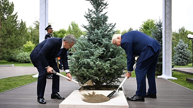 The Presidents of the two countries planted a tree on the Alley of Honored Guests