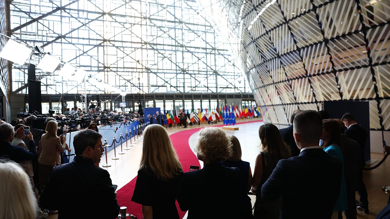 The red carpet for the arrivals of EU leaders at the European Council.