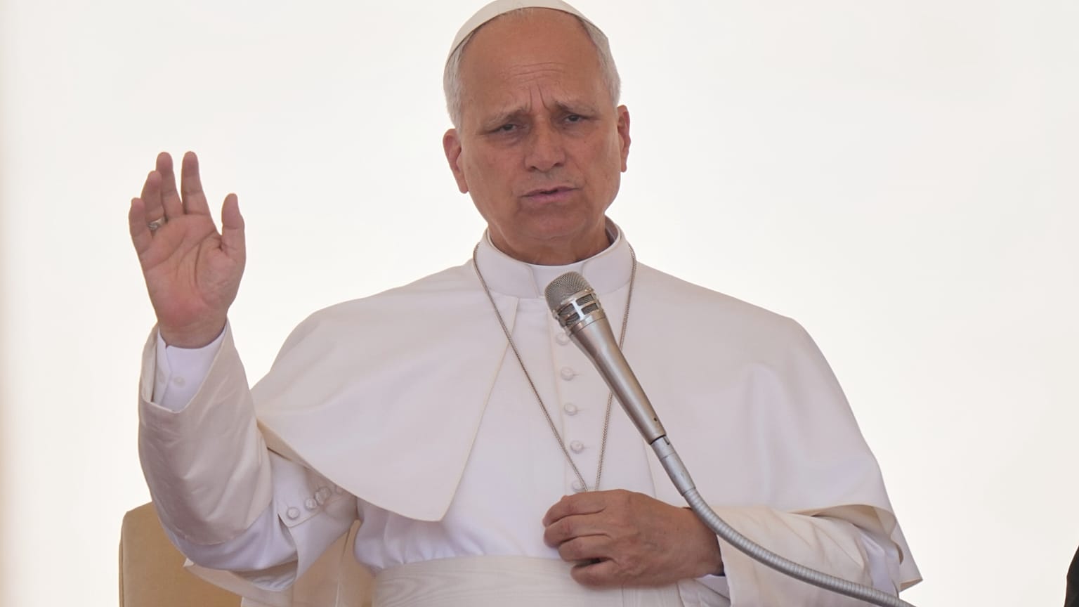 El Papa León XIV celebra su audiencia general semanal en la Plaza de San Pedro, en el Vaticano, el miércoles 17 de junio de 2026. 