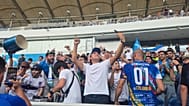 Uzbek fans celebrating the first ever goal of their national team in a World Cup