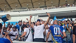 Uzbek fans celebrating the first ever goal of their national team in a World Cup