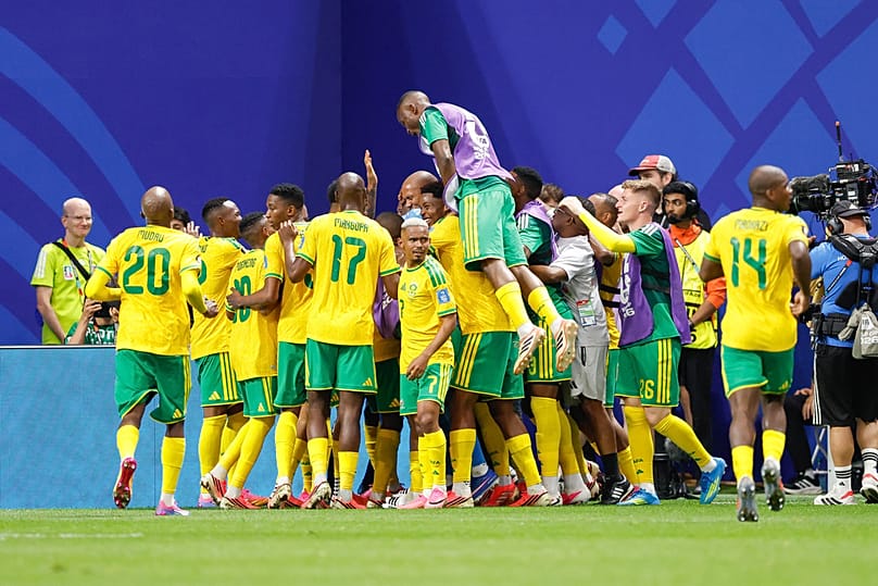 Südafrika jubelt über ein Tor im WM-Gruppenspiel der Gruppe A gegen Tschechien in Atlanta, Donnerstag, 18. Juni 2026