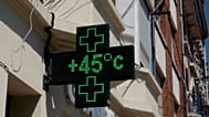 File - A pharmacy displays the temperature, 45 degrees Celsius, in Lille, France, 19 July 2022.