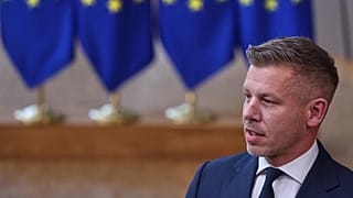 Hungarian Prime Minister Péter Magyar holds a press conference in Brussels on 19 June 2026.