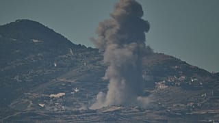 Smoke rises to the sky following an Israeli military strike in southern Lebanon as seen from northern Israel, Friday, June 19, 2026.