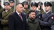 Karol Nawrocki lengyel és Volodimir Zelenszkij ukrán elnök 2025 december 19-én Varsóban