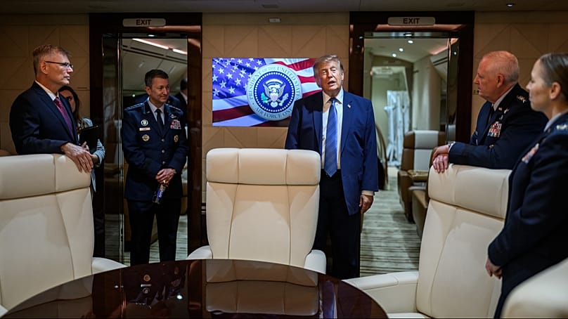 President Trump onboard the new Air Force One