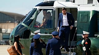Vice President JD Vance disembarks Marine Two as he arrives at Joint Base Andrews, Md., Saturday, June 20, 2026, en route to Switzerland.