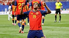 Spain's Lamine Yamal celebrates after scoring his side's opening goal during a World Cup match against Saudi Arabia in Atlanta, USA on 21 June 2026.