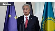 Kazakh President Kassym-Jomart Tokayev in Berlin, Germany, Thursday, Sept. 28, 2023. (AP Photo/Markus Schreiber)