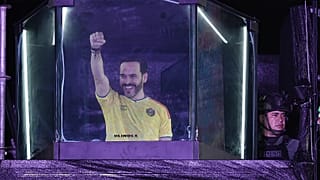 Presidential candidate Abelardo de la Espriella speaks to supporters at a celebration rally in Barranquilla, Colombia, Sunday, June 21, 2026.