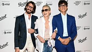 FILE. Head of retail for Luxottica Group Leonardo Maria Del Vecchio, left, posing with friends during the 20th Tribeca Festival in New York, Jun. 2021