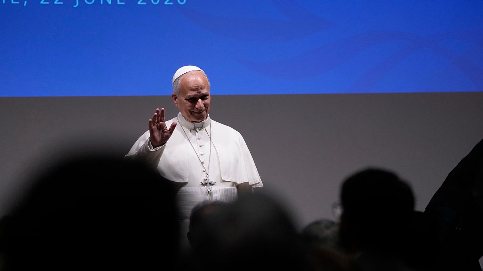 Papa Leone XIV nel corso della sua visita al Programma alimentare mondiale, il 22 giugno 2026