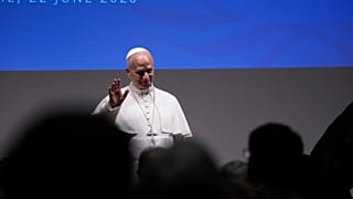 Papa Leone XIV nel corso della sua visita al Programma alimentare mondiale, il 22 giugno 2026
