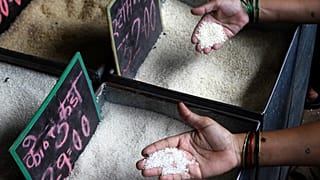 صورة تعبيرية- نساء هنديات يتفقدن جودة حبوب الأرز في متجر تمويني بمدينة مومباي