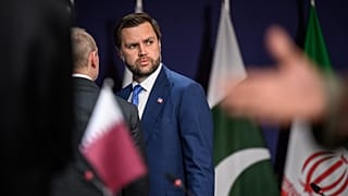 US Vice President JD Vance prior to a meeting between the US, Iran, Pakistan and Qatar at the Burgenstock luxury hotel complex overlooking Lake Lucerne, 21 June 2026