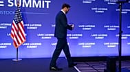 US VP JD Vance walks after speaking to members of the media following high-level talks between the US and Iran at the Bürgenstock Resort, in Switzerland, Monday, June 22, 2026