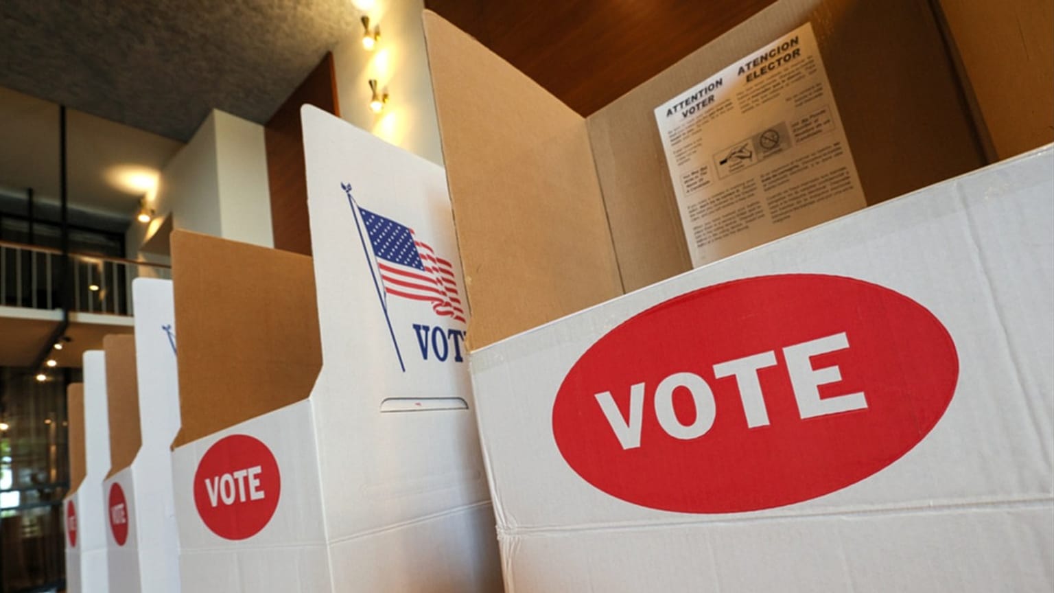 Voting booths are set up at a polling location inside St. Luke's Methodist Church, Tuesday, June 16, 2026, in Oklahoma City
