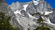 The Planpincieux glacier, located in the Alps on the Grande Jorasses peak of the Mont Blanc massif,