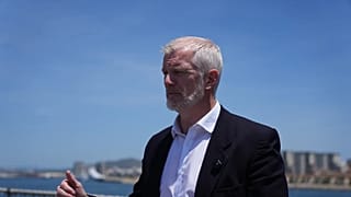 Al Carns speaks during an interview on RFA Lyme Bay, in British Overseas Territory of Gibraltar, on Friday, May 22, 2026.