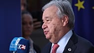 United Nations Secretary-General Antonio Guterres delivers a statement during a media conference at the EU summit in Brussels, March 19, 2026.