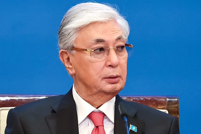 Presidente do Cazaquistão, Kassym-Jomart Tokayev, participa na cimeira da União Económica Eurasiática, em Astana, no Cazaquistão, na sexta-feira, 29 de maio de 2026