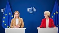 EU High Representative for Foreign Affairs and Security Policy Kaja Kallas (left) and European Commission President Ursula von der Leyen (right).