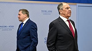 Russian Foreign Minister Sergey Lavrov and Foreign policy presidential aide Yuri Ushakov, June 17, 2026. 