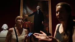 Porträt von George Washington auf einer Ausstellung zum 250. Jahrestag der USA im Schloss Versailles, Montag, 22. Juni 2026.