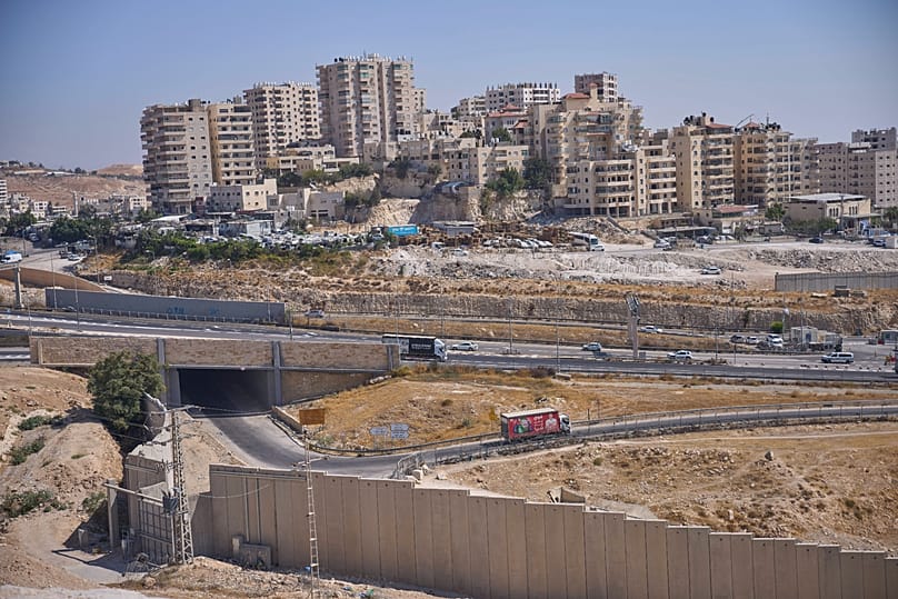 The Arab neighbourhood of El Za'im on the outskirts of east Jerusalem in the West Bank where Israel says housing units will be built, 21 August, 2025
