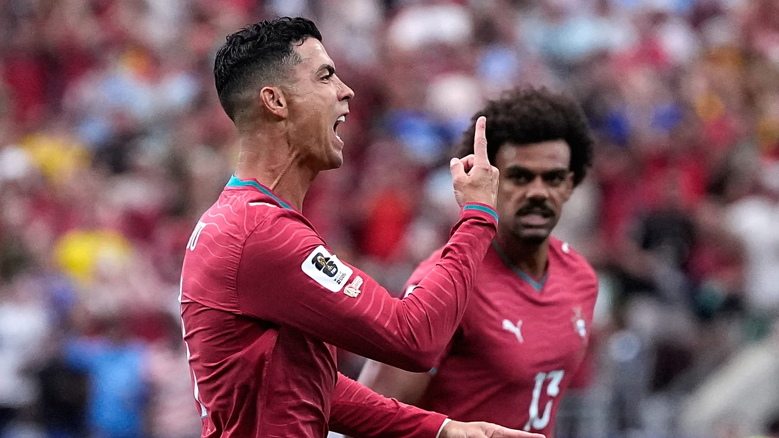 Cristiano Ronaldo em ação no jogo contra o Uzbequistão no Mundial, 23 junho 2026, Houston