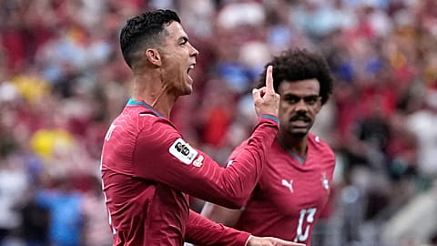 Cristiano Ronaldo em ação no jogo contra o Uzbequistão no Mundial, 23 junho 2026, Houston
