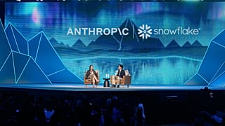 Anthropic co-founder and President Daniela Amodei, speaks with Snowflake CEO Sridhar Ramaswamy during the Snowflake Summit 26 Monday, June 1, 2026, in San Francisco. (AP Photo