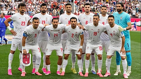 Iran team pose for a group photo prior to the World Cup Group G match against Belgium in Inglewood, California, near Los Angeles, Sunday, June 21, 2026