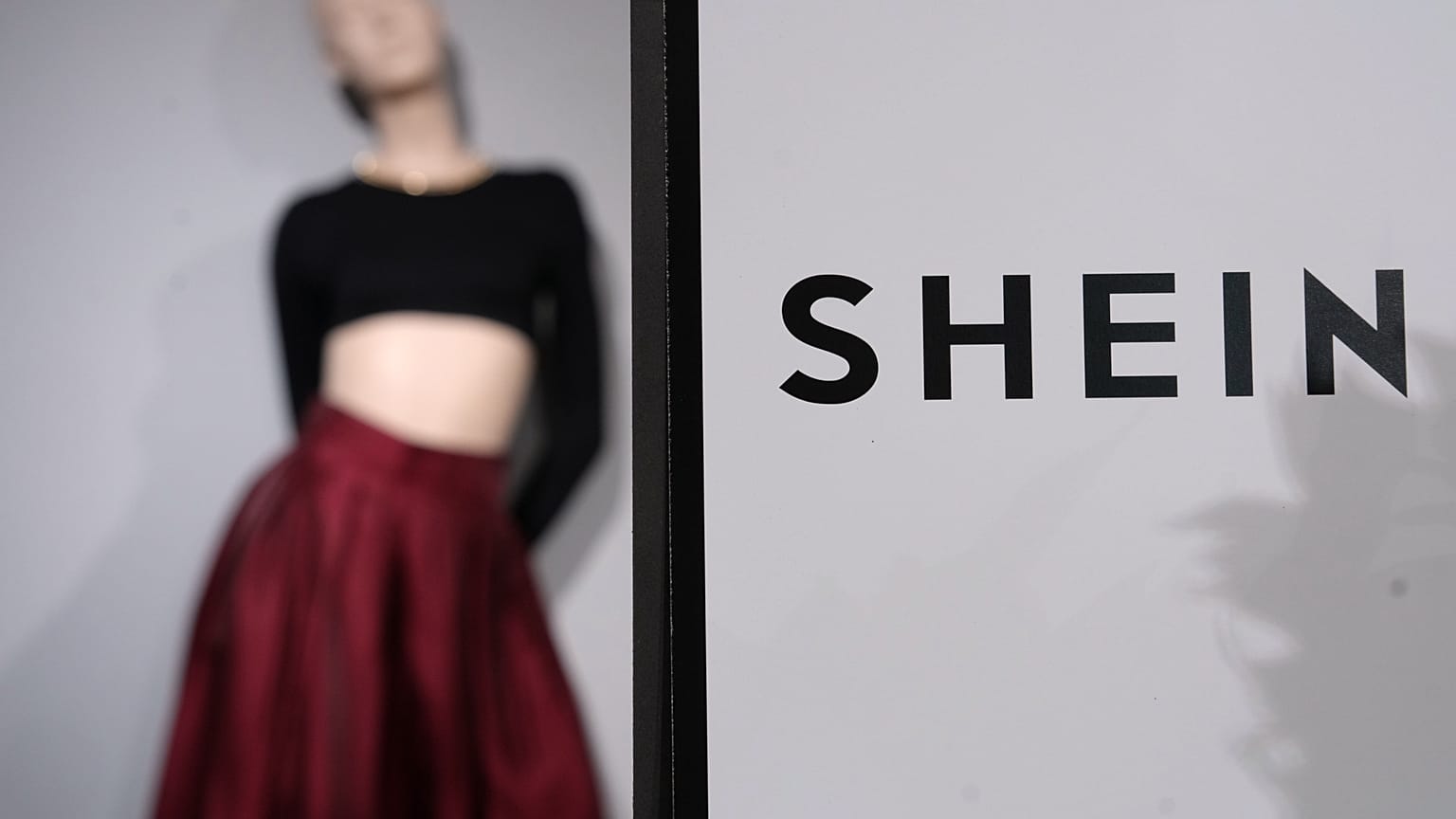 Clothes by Chinese company Shein are seen in the BHV (Bazar de l'Hotel de Ville) department store,