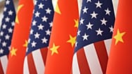 he U.S. and Chinese flag at the Great Hall of the People prior to the state dinner of President Donald Trump and Chinese President Xi Jinping on May 14, 2026, in Beijing. 