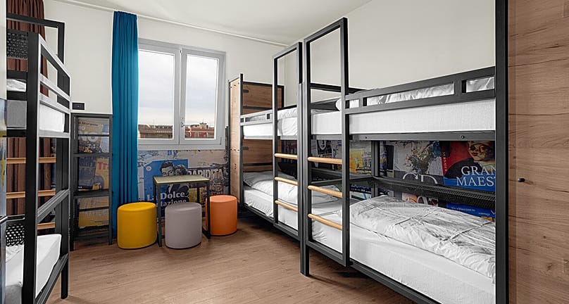 a&o-Hostel Firenze Campo di Marte: So könnte auch ein Zimmer am Checkpoint Charlie bald aussehen.