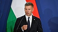 Hungary's Premier Peter Magyar attends a joint press conference with his Czech, Slovakian and Polish counterpart to conclude the one-day the summit of the Visegrad Group (V4) 