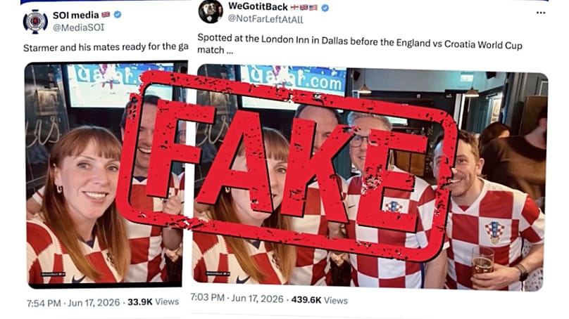 Digitally manipulated image of Keir Starmer in Croatia jersey
