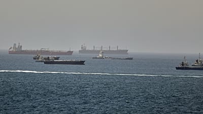 Nel Golfo di Oman si vedono petroliere e cargo lungo le rotte che collegano lo stretto di Hormuz al Mare Arabico, martedì 16 giugno 2026.