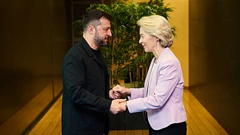 Le président ukrainien, Volodymyr Zelensky, et la présidente de la Commission européenne, Ursula von der Leyen